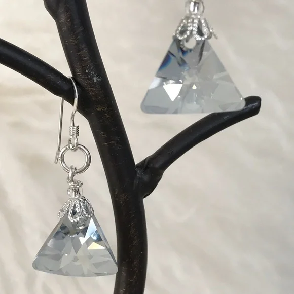 Handmade Custom designed Swarovski Sterling earrings One of a Kind Handcrafted